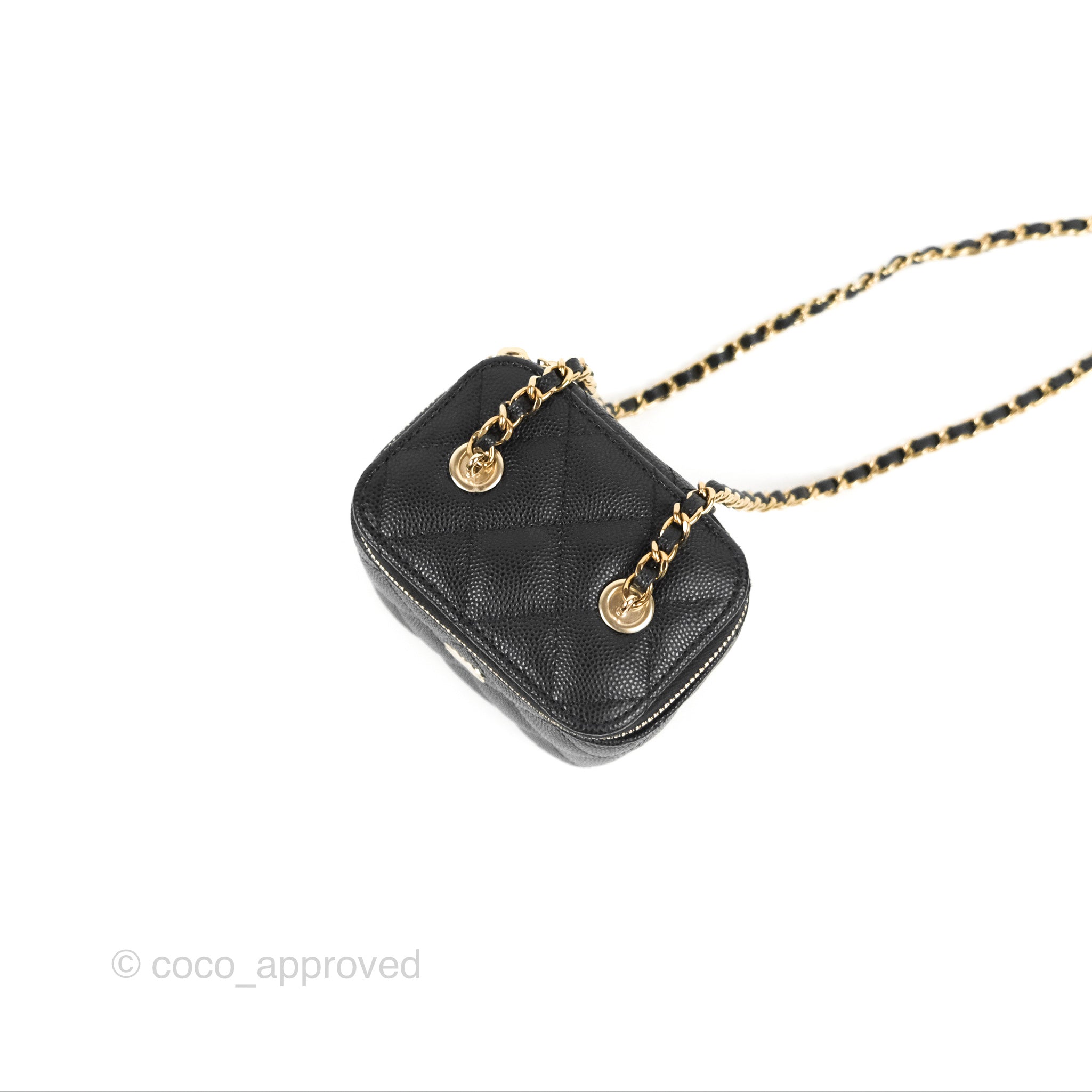 Chanel Mini Vanity With Chain Black Caviar Gold Hardware – Coco