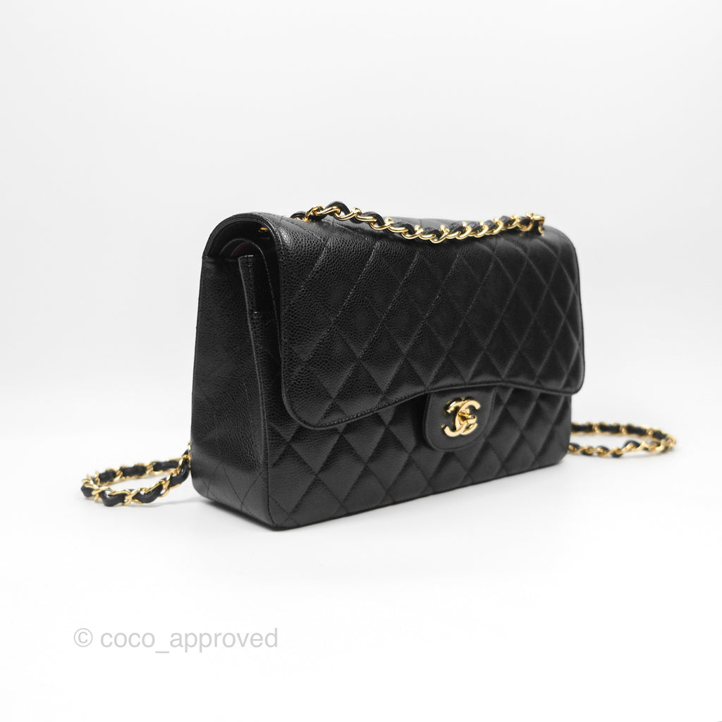 Chanel Jumbo Double Flap Black Caviar Gold Hardware⁣⁣