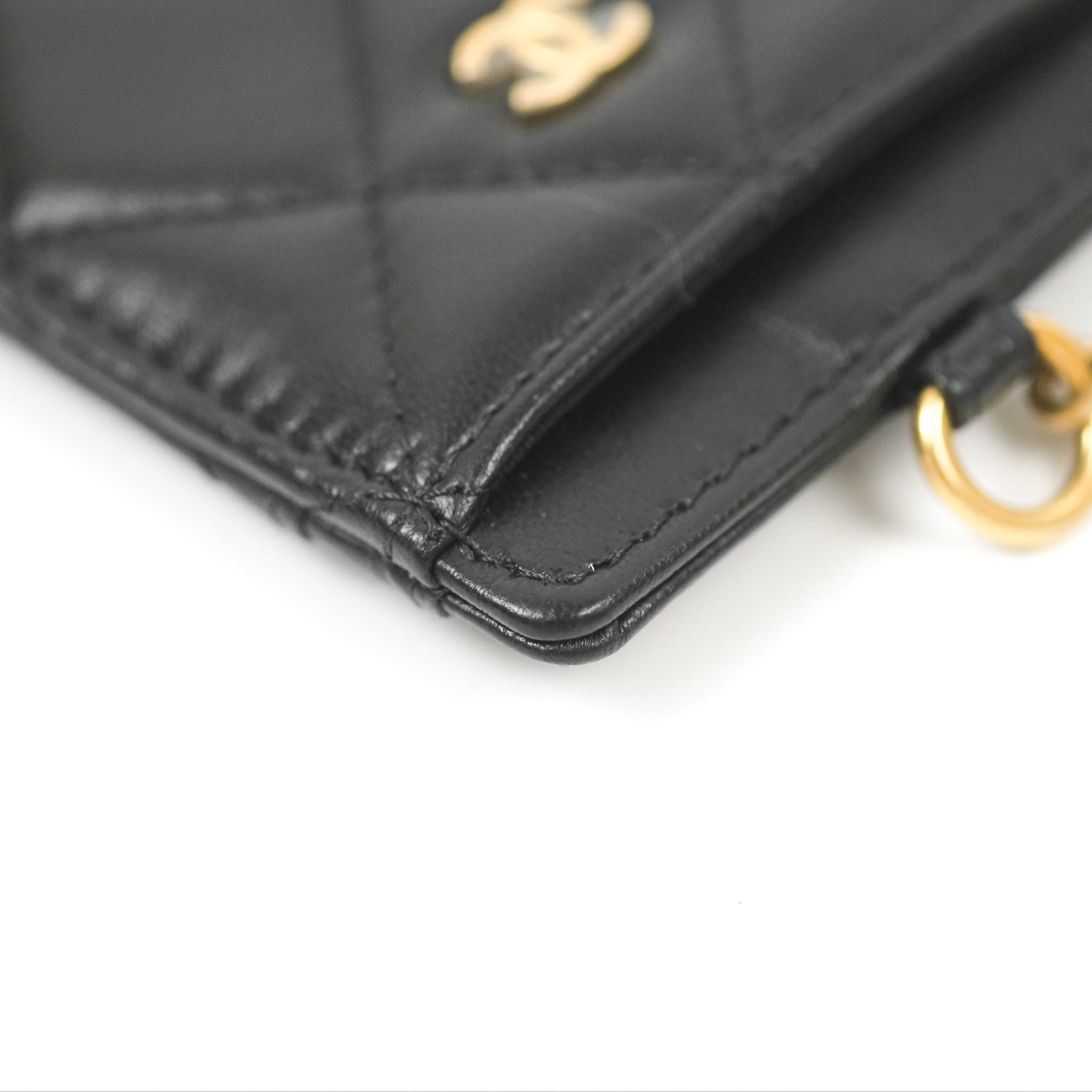Chanel Pearl Lambskin Pearl Crown CC Wristlet Multi Pouches Black