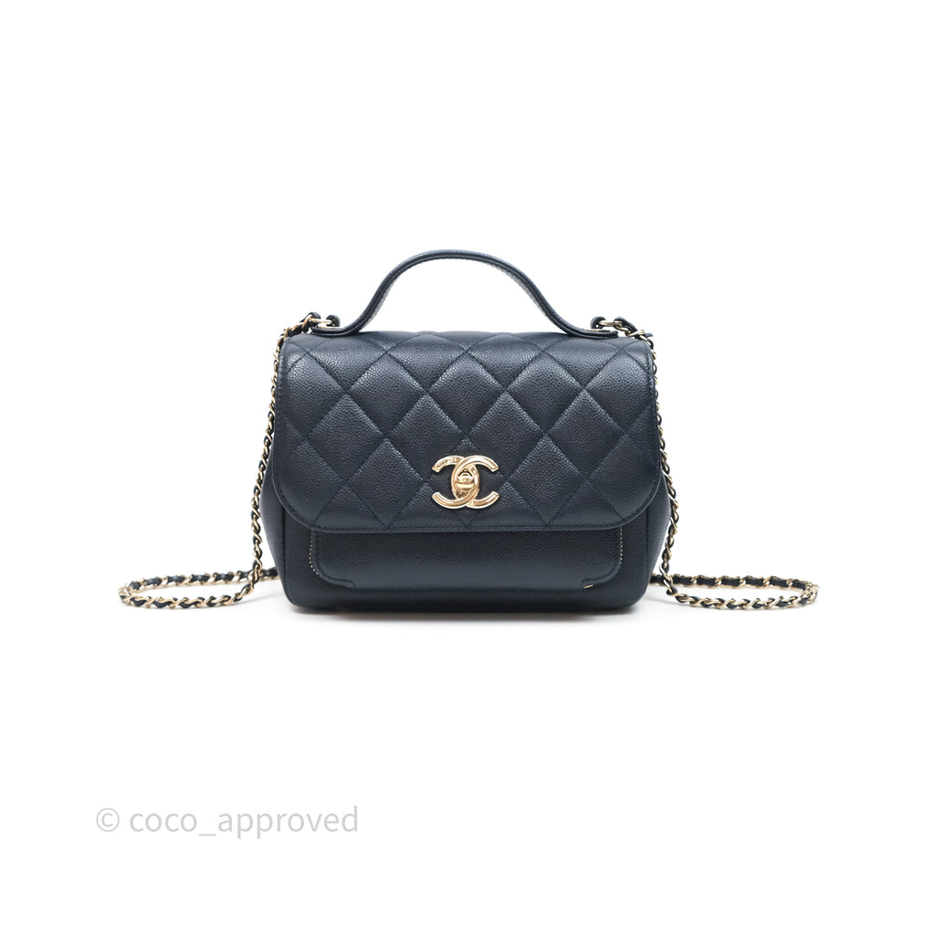 Chanel Quilted Small Business Affinity Flap Navy Caviar Gold Hardware