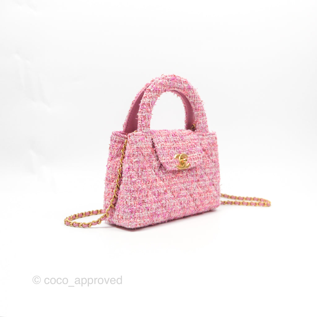 Chanel Kelly Bag Pink Tweed Aged Gold Hardware