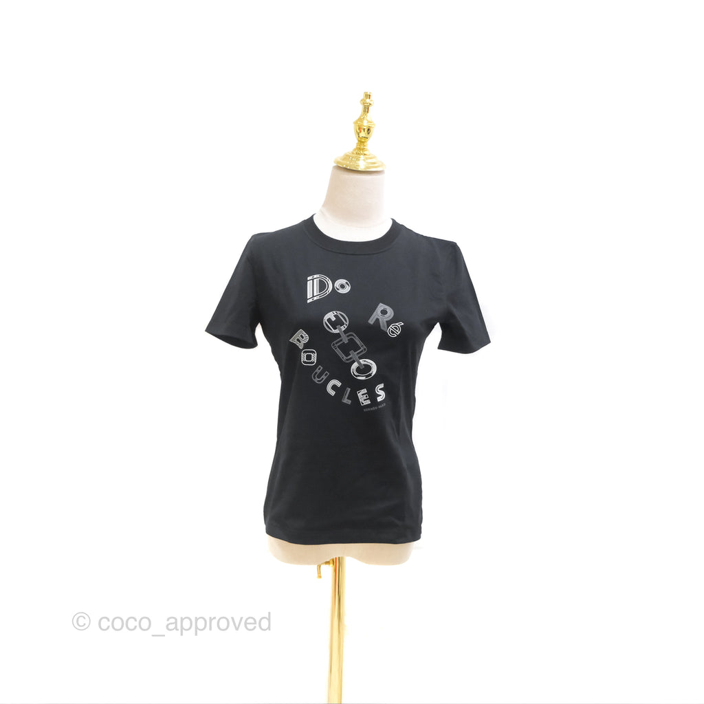 Hermes "Do Re Boucles" Micro T-shirt Cotton Black Size 36