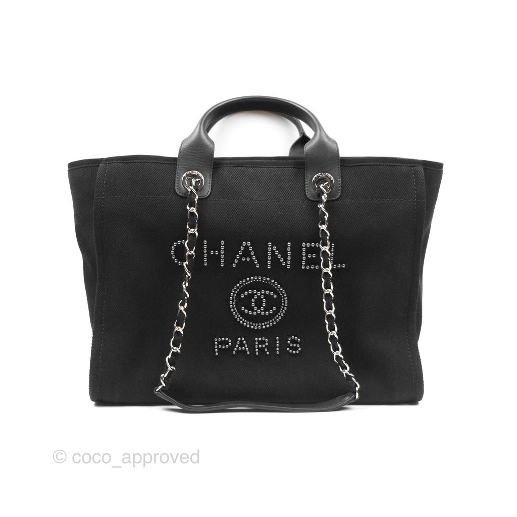 Chanel Medium Deauville Black Canvas Imitation Pearl