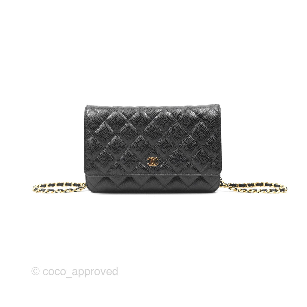 Chanel Classic Wallet on Chain WOC Quilted Black Caviar Gold Hardware