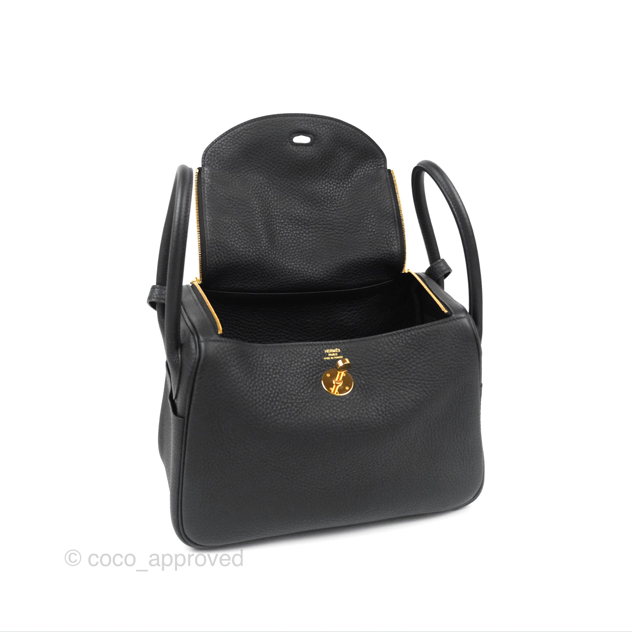 Hermès Lindy 26 Black Clemence Gold Hardware – Coco Approved Studio