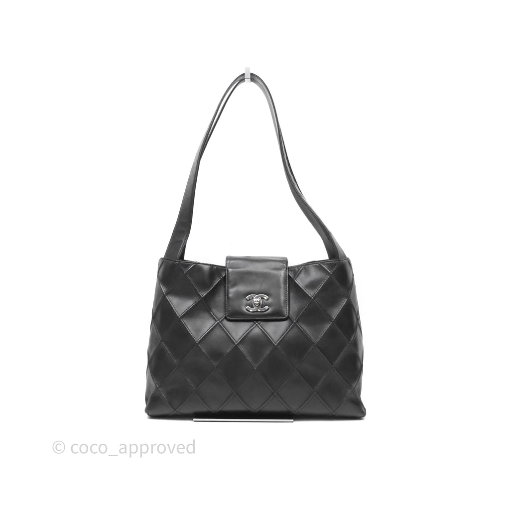 Chanel Vintage Quilted Kelly Waffle Bag Silver Hardware