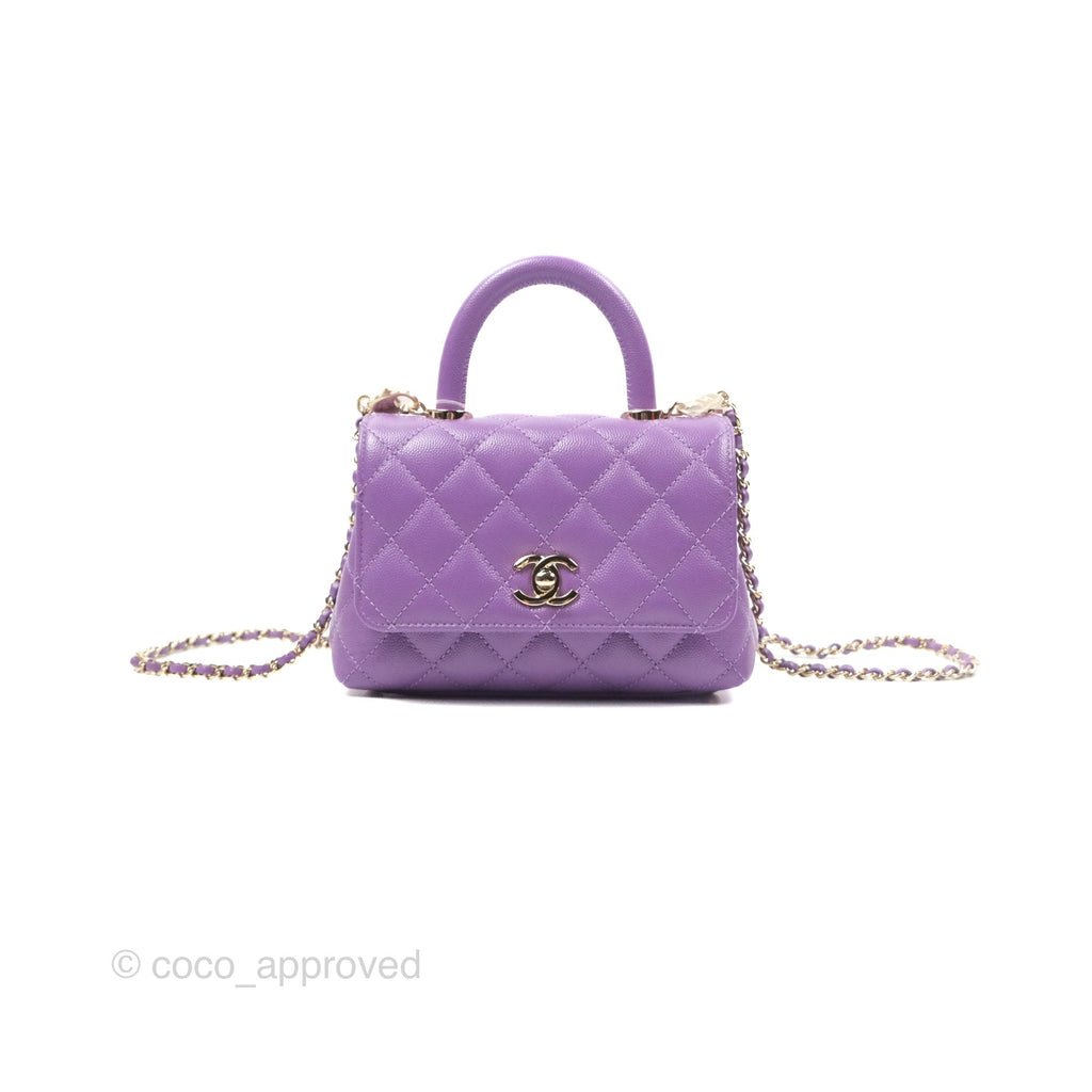 Chanel Mini Coco Handle Purple Caviar Gold Hardware