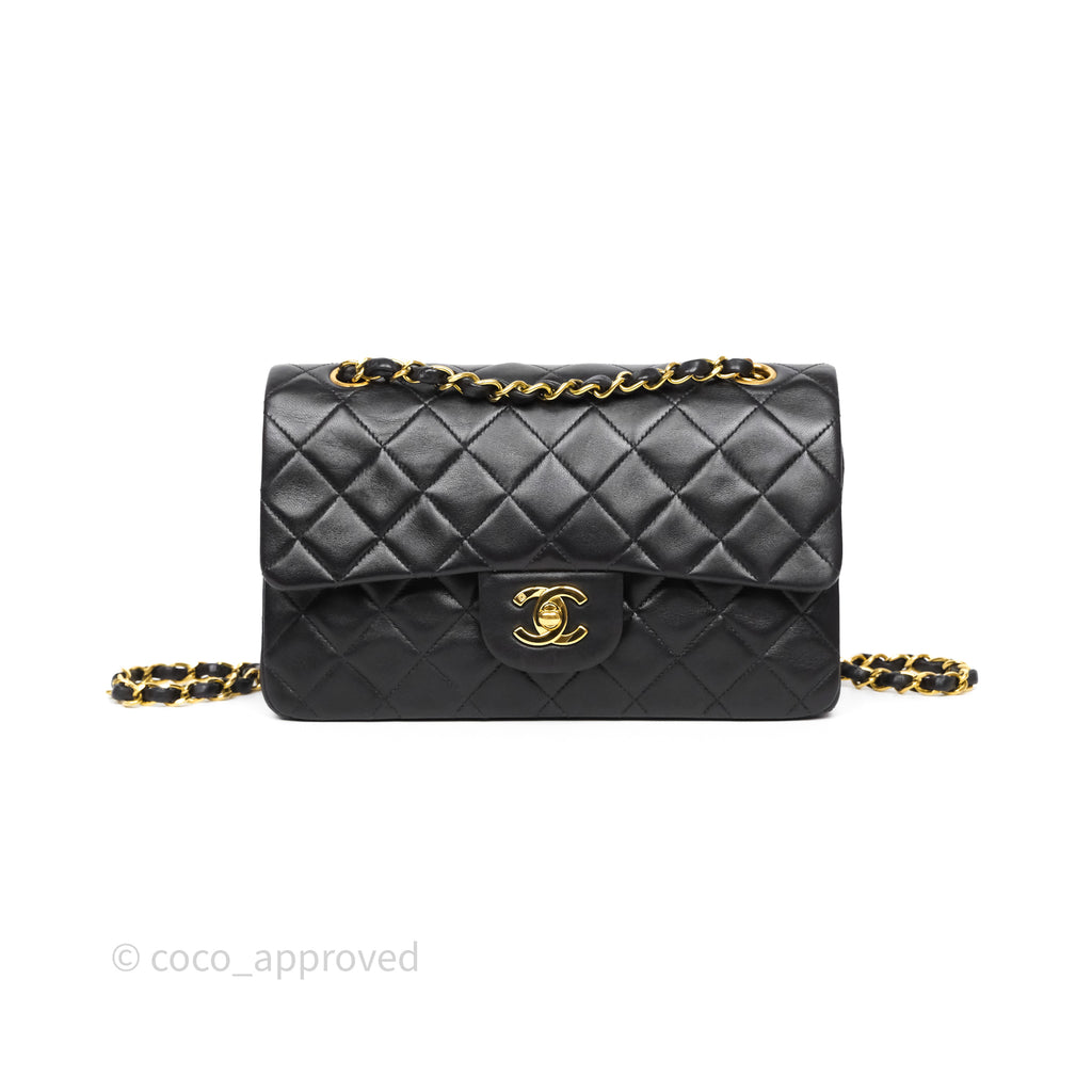 Chanel Vintage Small Classic Flap Black Lambskin 24K Gold Hardware