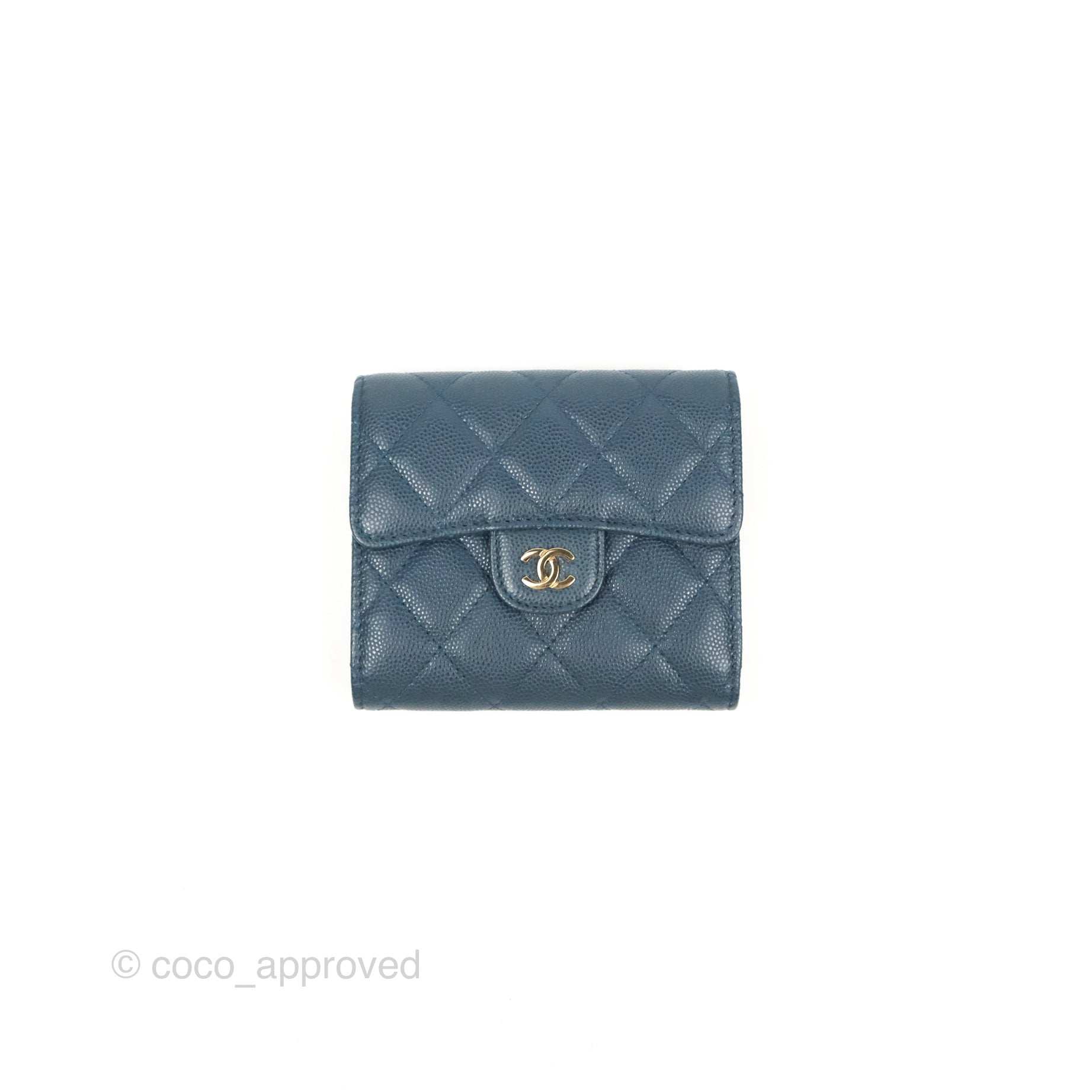 Chanel Classic Short Flap Wallet Blue Caviar Gold Hardware – Coco