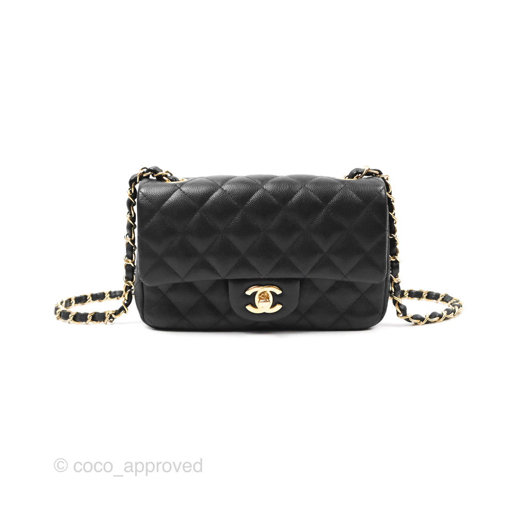 Chanel Quilted Mini Rectangular Black Caviar Gold Hardware