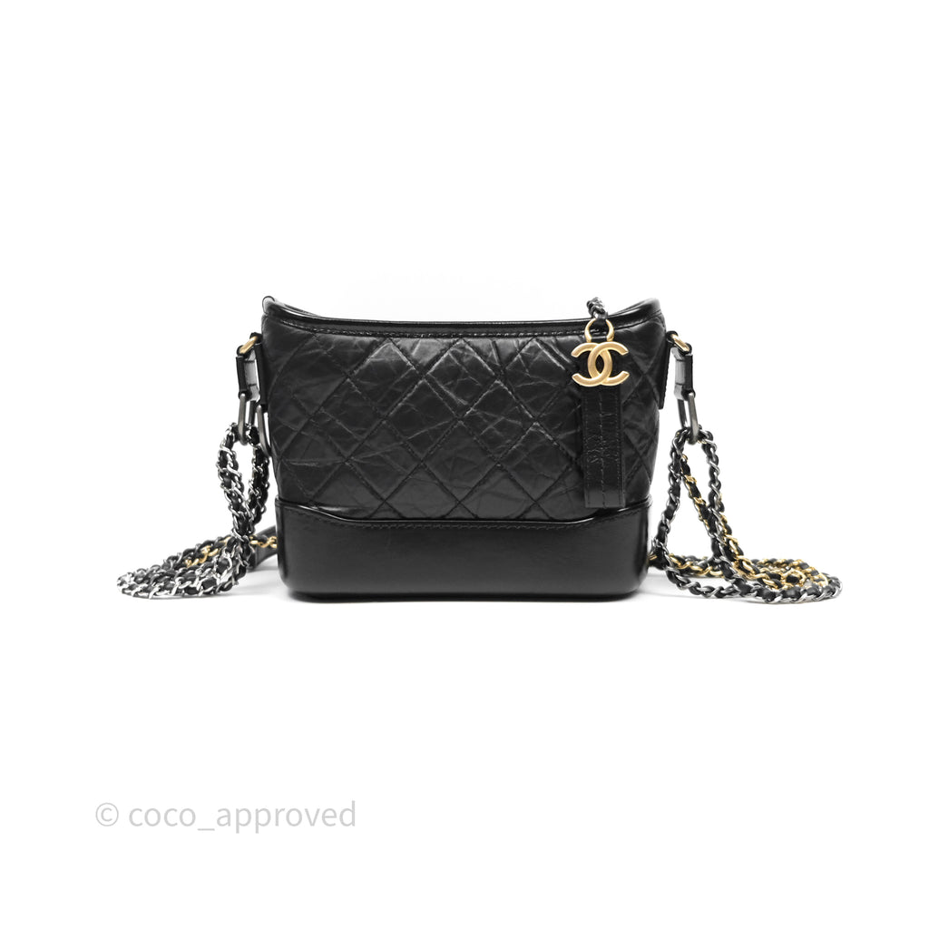 Chanel Small Gabrielle Hobo Quilted Black Aged Calfskin