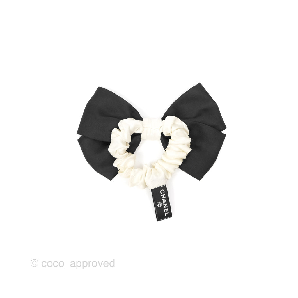 Chanel Bow Silk Hair Accessory Ivory & Black