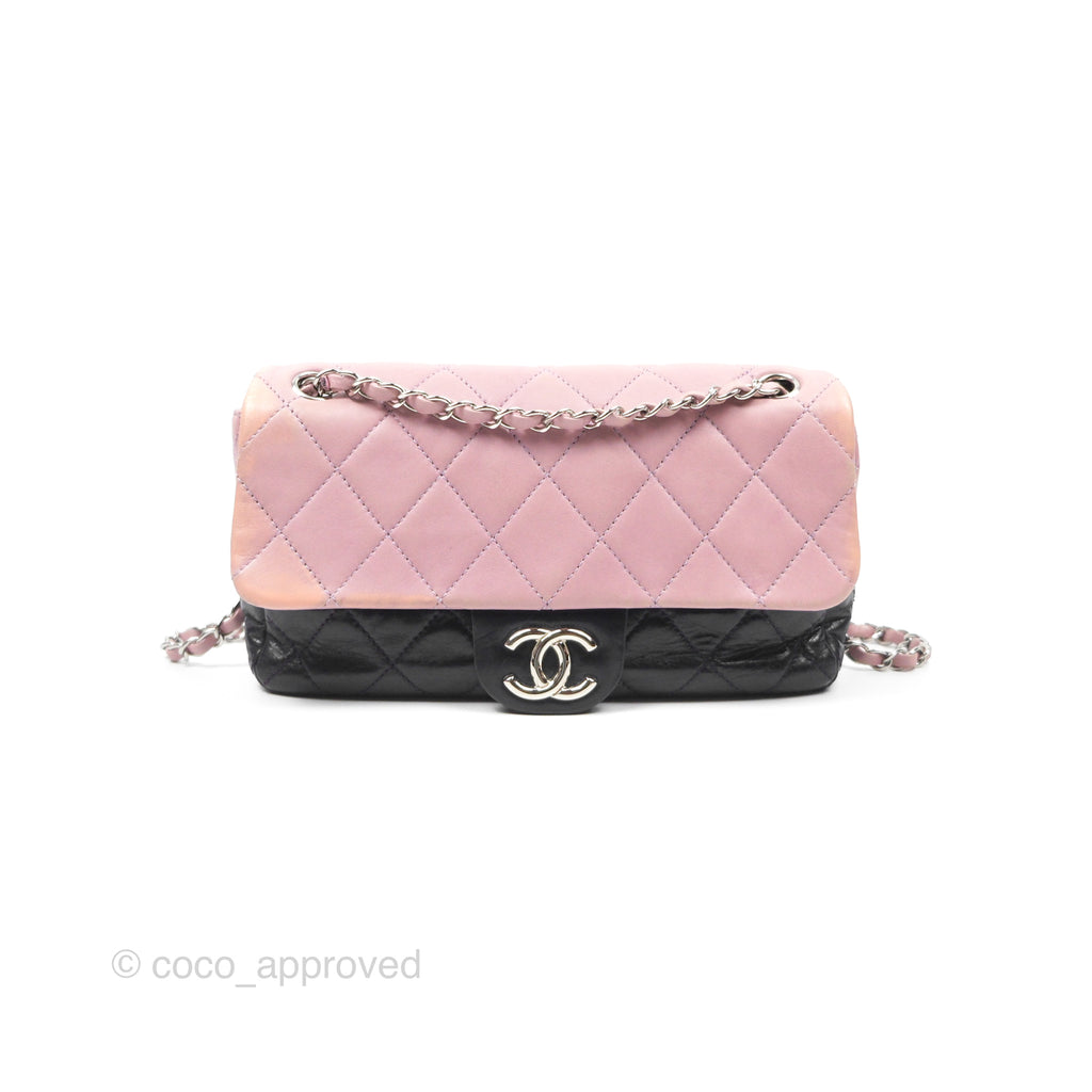 Chanel Medium Bicolor CC Chain Flap Pink/Black Lambskin Silver Hardware