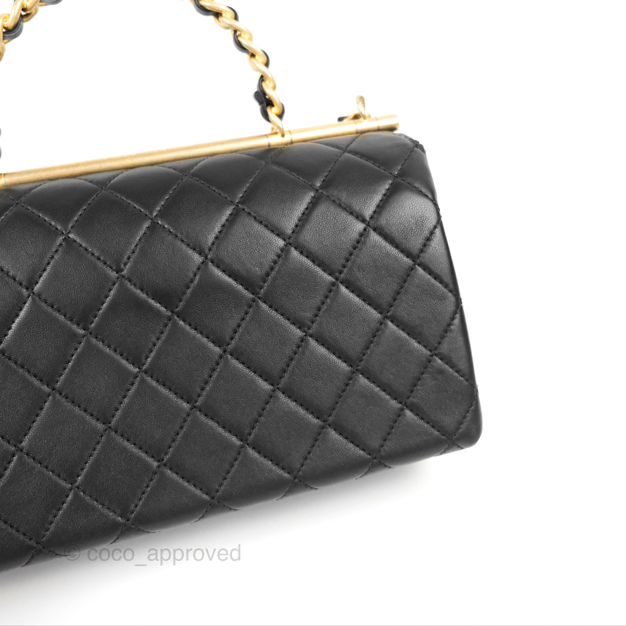 Chanel La Parisienne Top Handle Flap Bag Black Lambskin Aged Gold Hard –  Coco Approved Studio