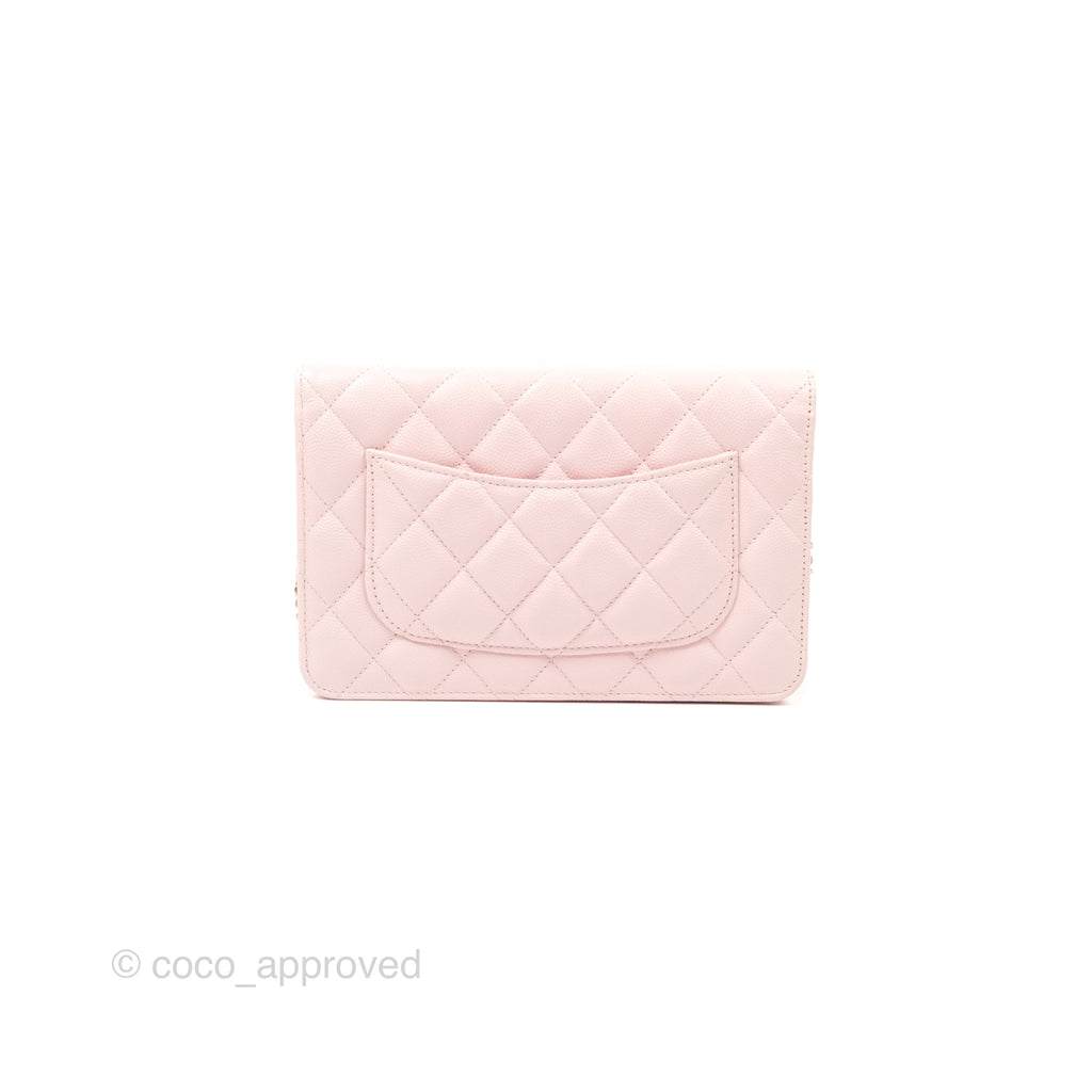 Chanel Quilted Classic Wallet on Chain WOC Pink Caviar Gold Hardware