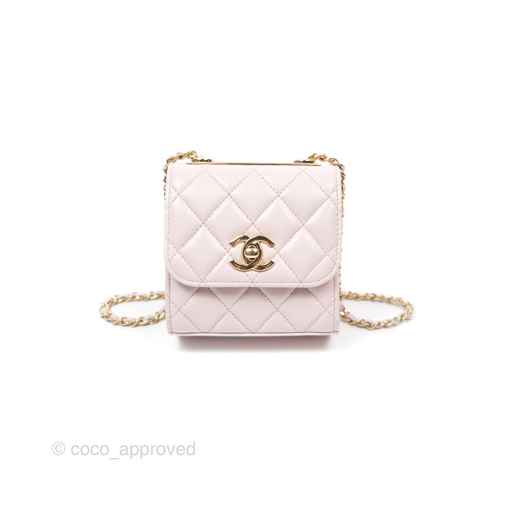 Chanel Mini Quilted Trendy CC Clutch With Chain Light Pink Lambskin Gold Hardware