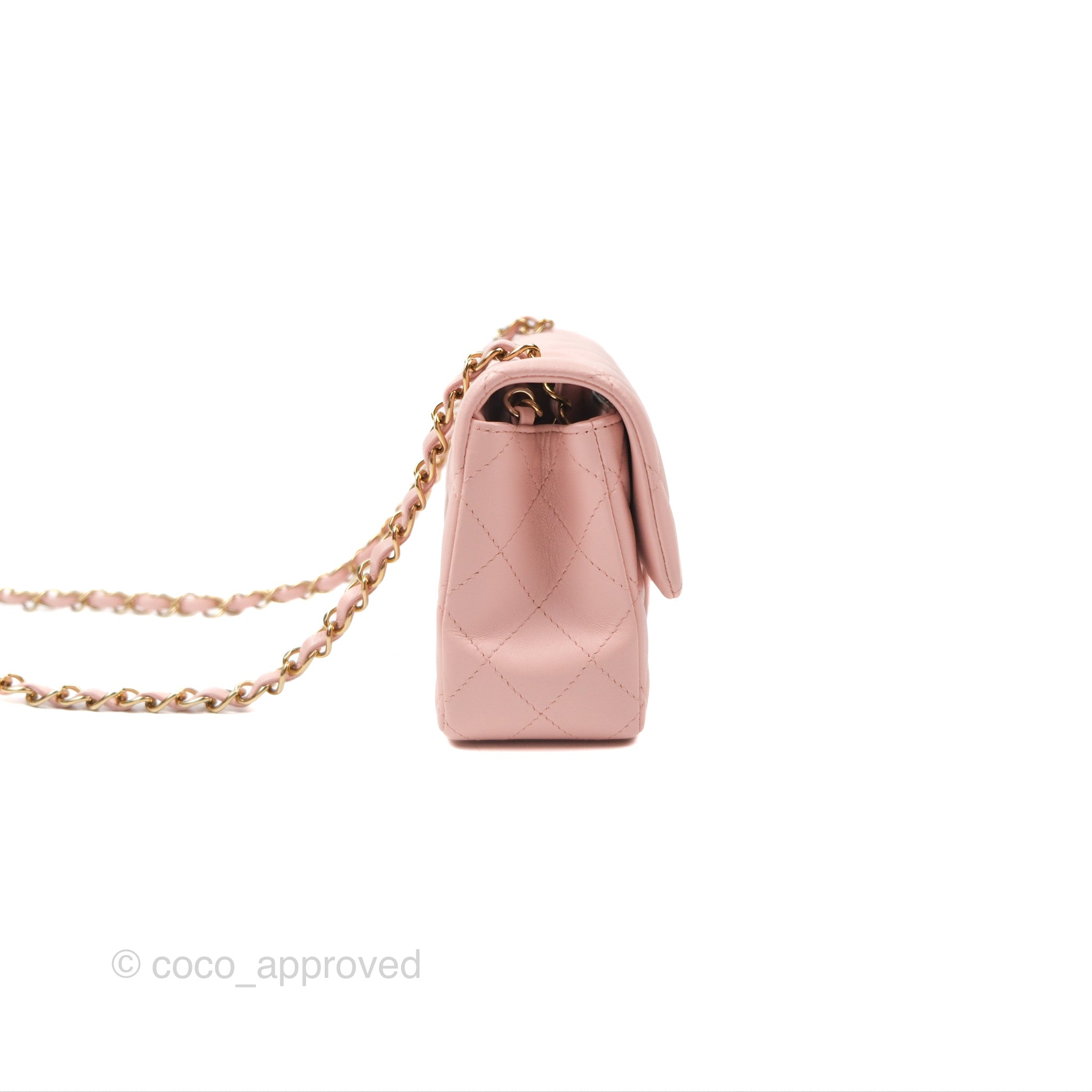 Chanel Quilted Mini Rectangular Flap Baby Pink Lambskin Gold Hardware –  Coco Approved Studio