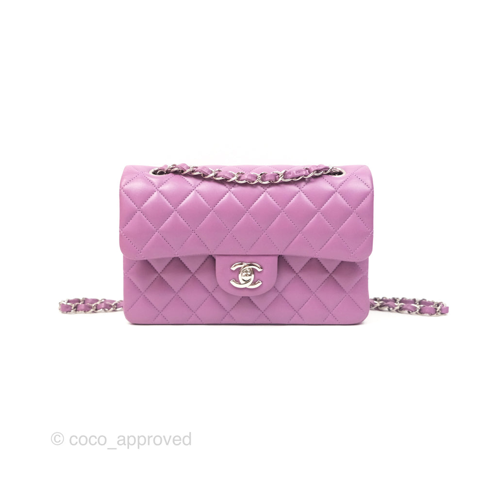 Chanel Small Classic Flap Quilted Purple Lambskin Silver Hardware