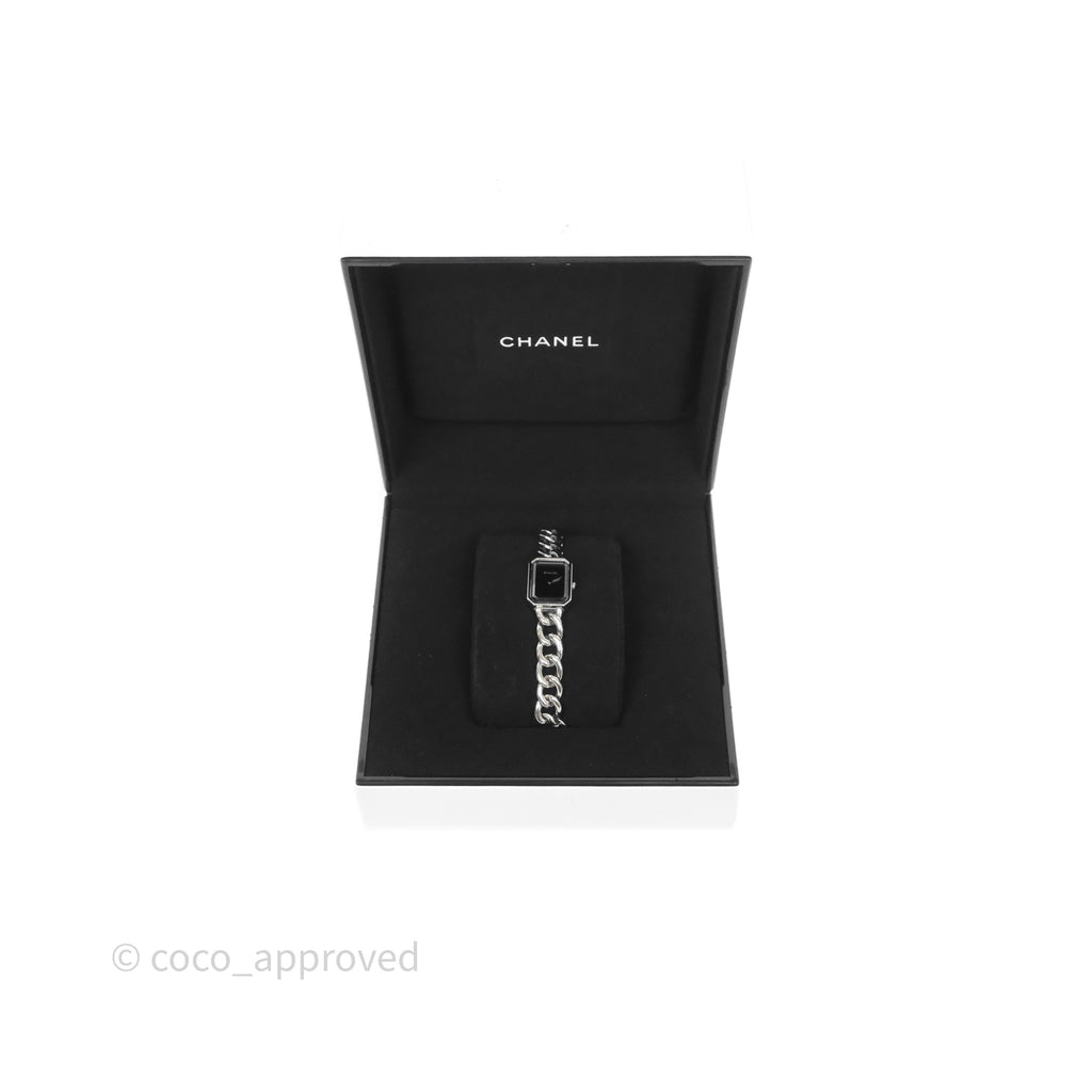 Chanel Première Chain Watch Black Dial Silver Tone