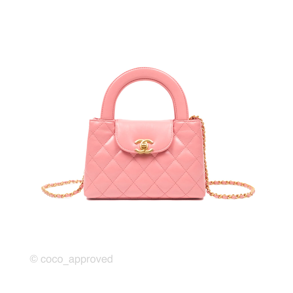 Chanel Kelly Bag Quilted Pink Shiny Calfskin Aged Gold Hardware