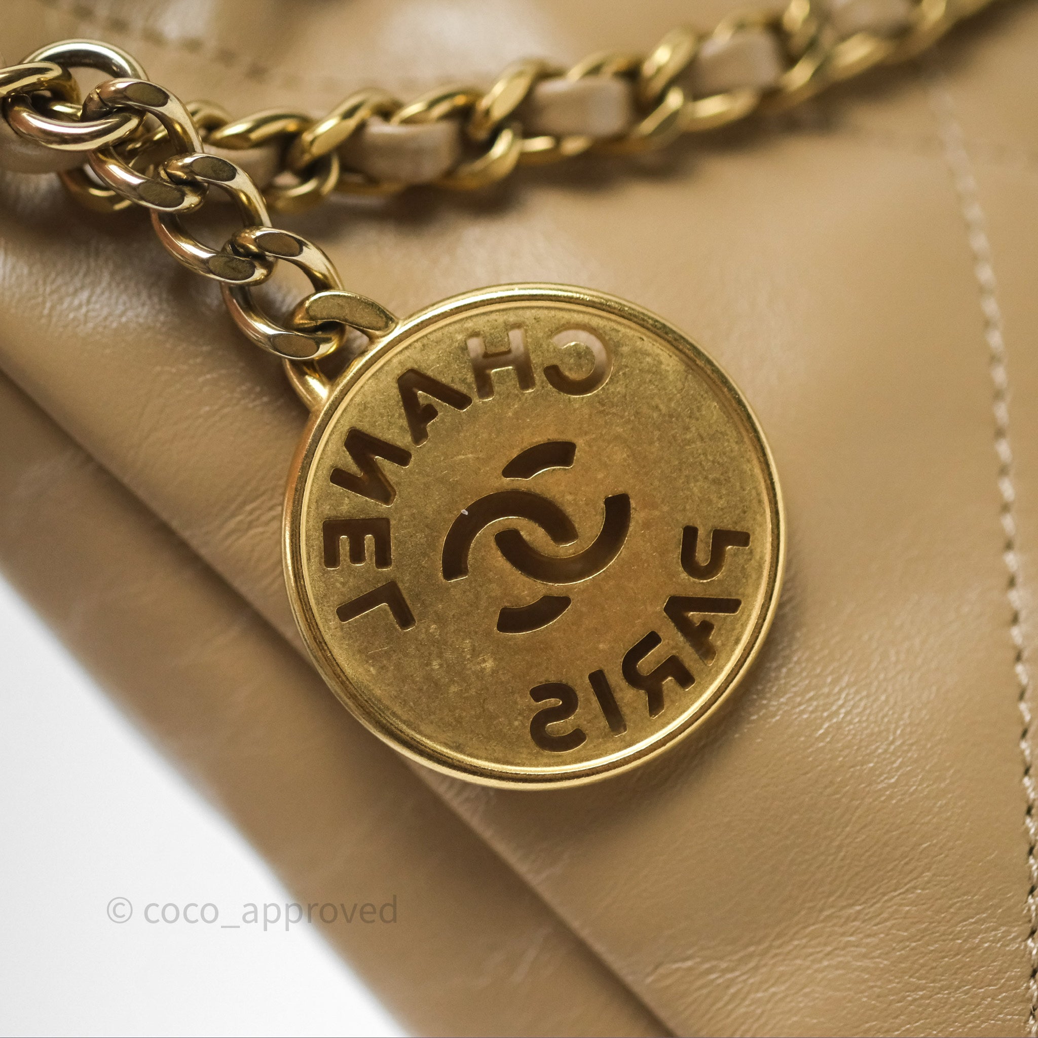 Chanel 22 Mini Bag Beige Shiny Crumpled Calfskin – Coco
