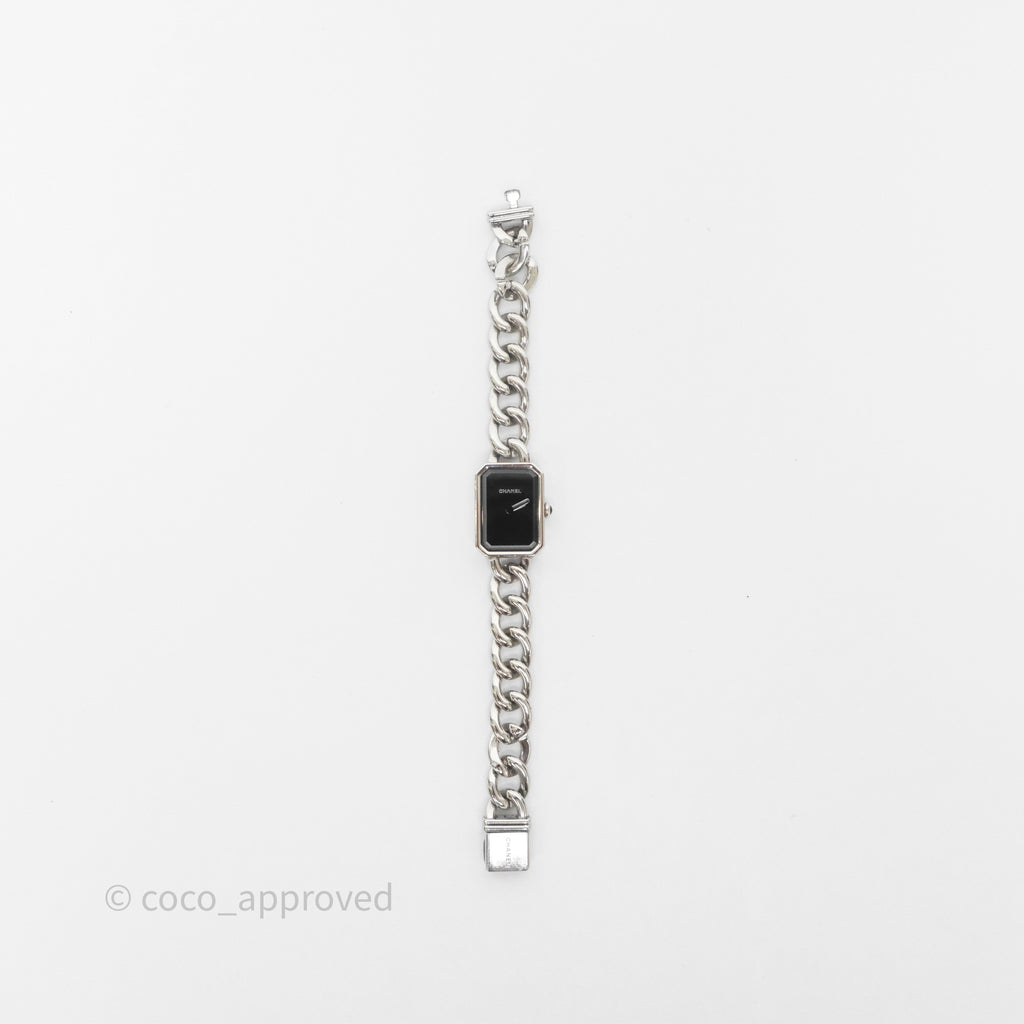 Chanel Première Chain Watch Black Dial Silver Tone