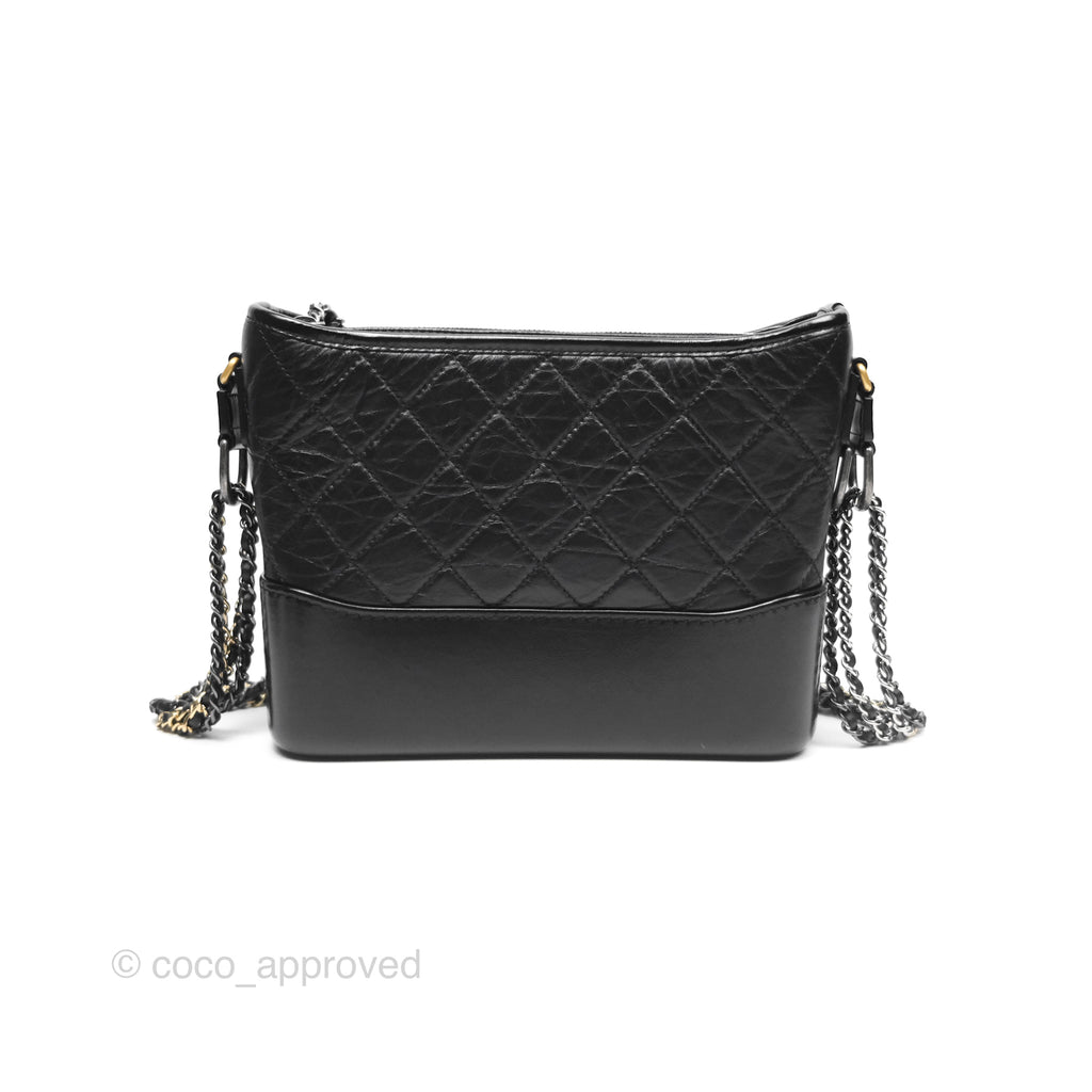 Chanel New Medium Gabrielle Hobo Quilted Black Aged Calfskin