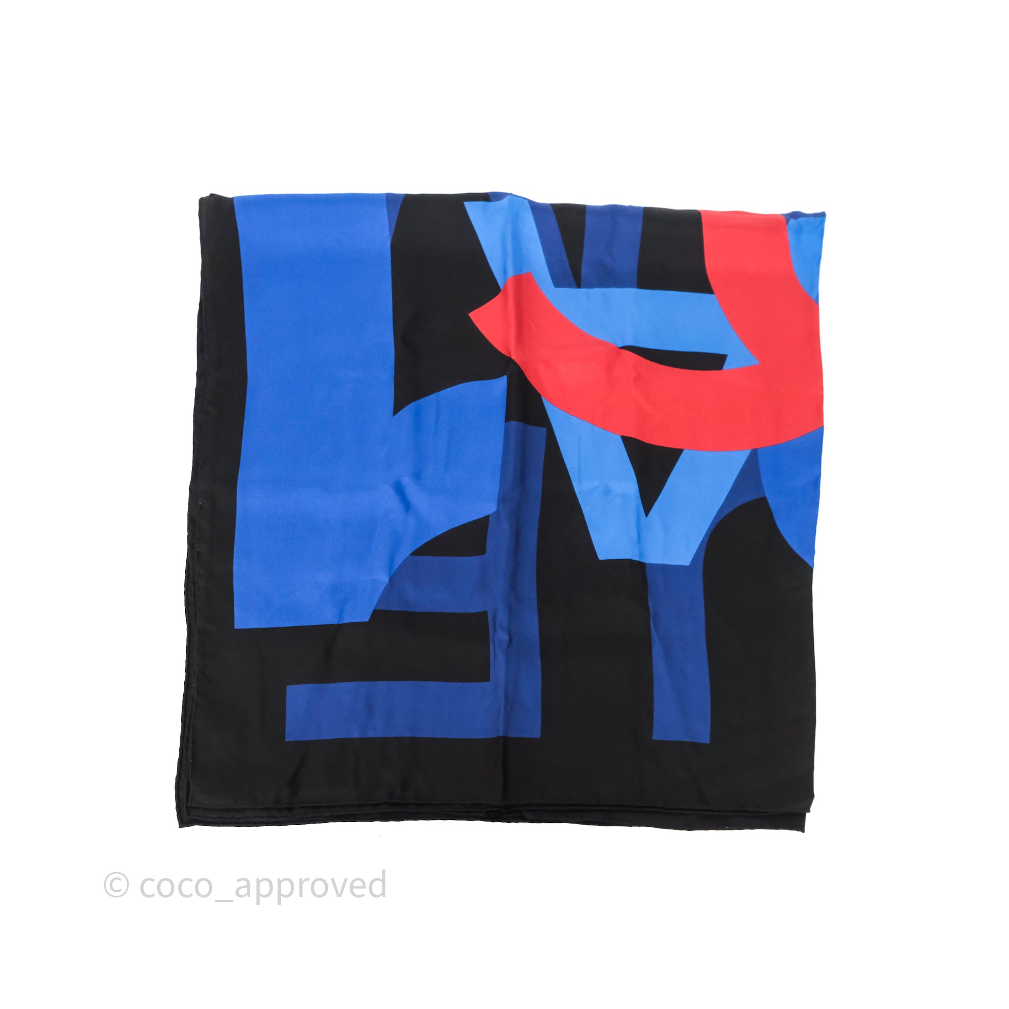 Chanel CC Logo Silk Scarf Black/ Blue/ Red – Coco Approved Studio
