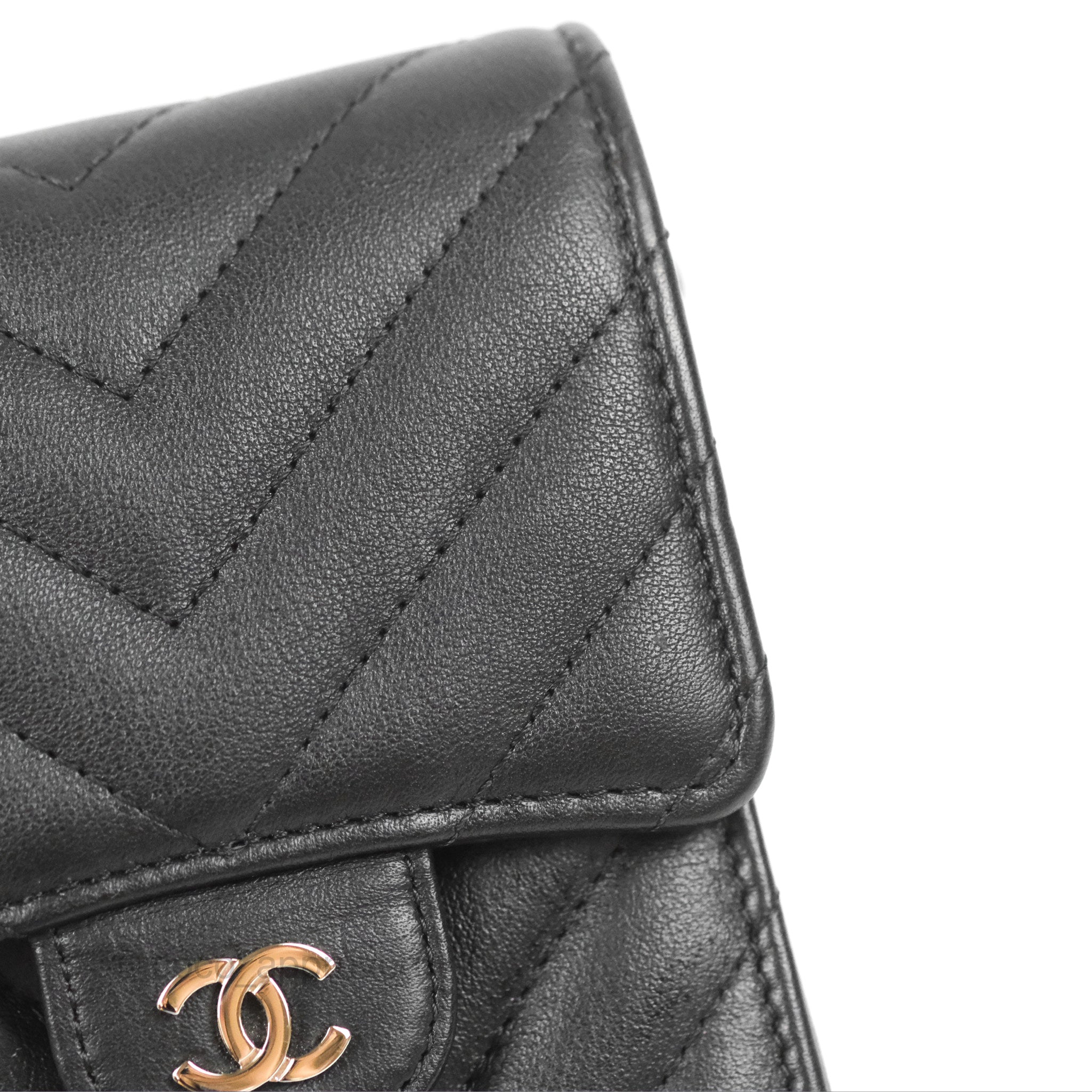 Chanel Classic Chevron Phone Holder Black Calfskin Silver Hardware – Coco  Approved Studio