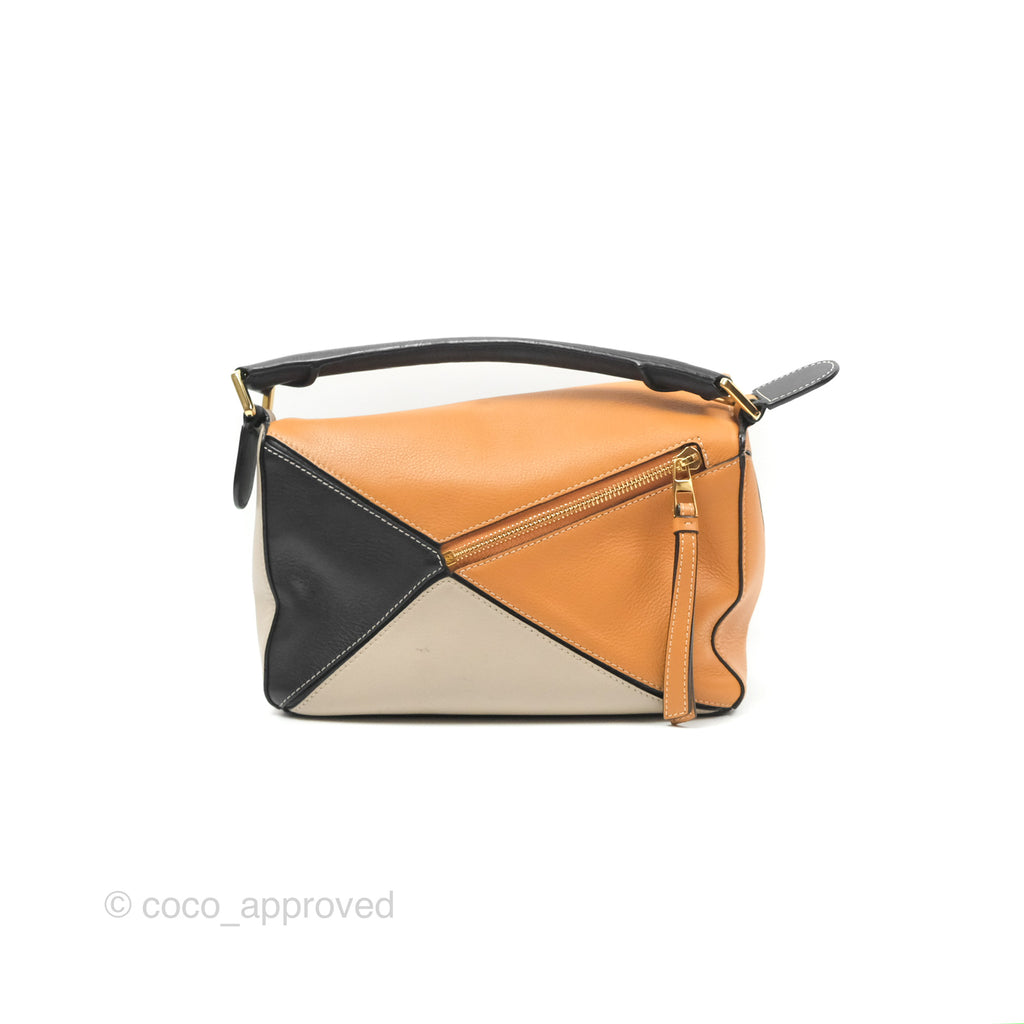 Loewe Small Puzzle Bag Amber/ Light Oat Calfskin Gold Hardware