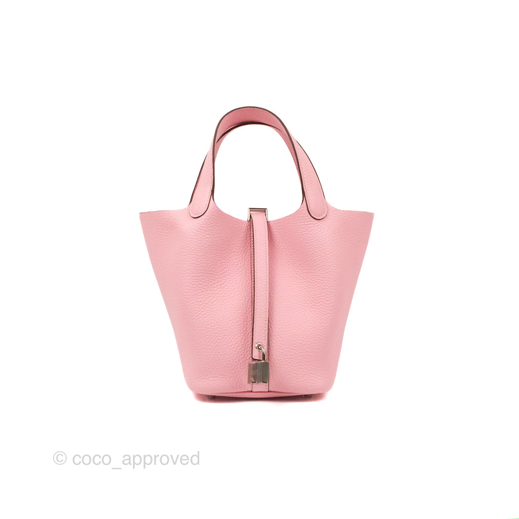 Hermès Picotin 18 Rose Sakura Clemence Palladium Hardware