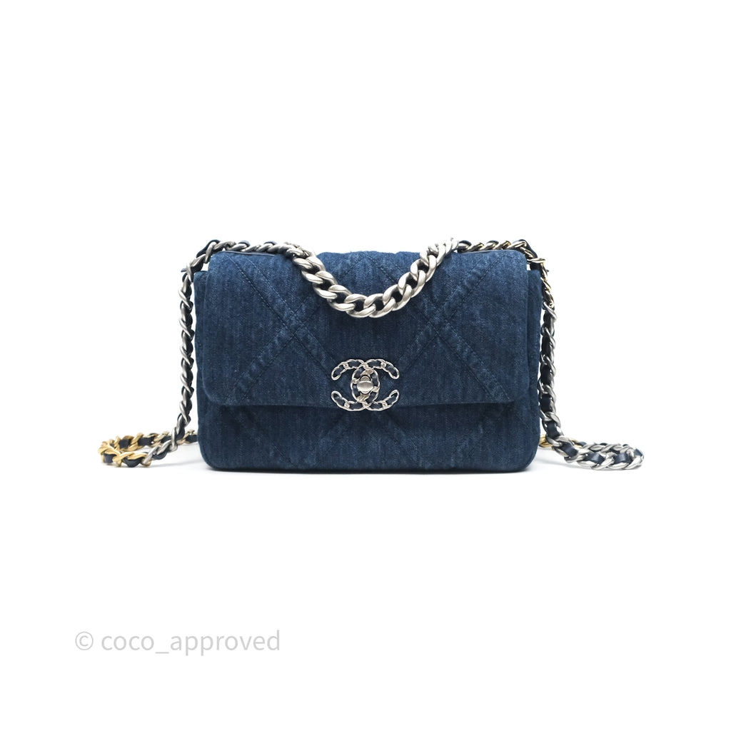 Chanel 19 Small Denim Fabric Mixed Hardware 22P