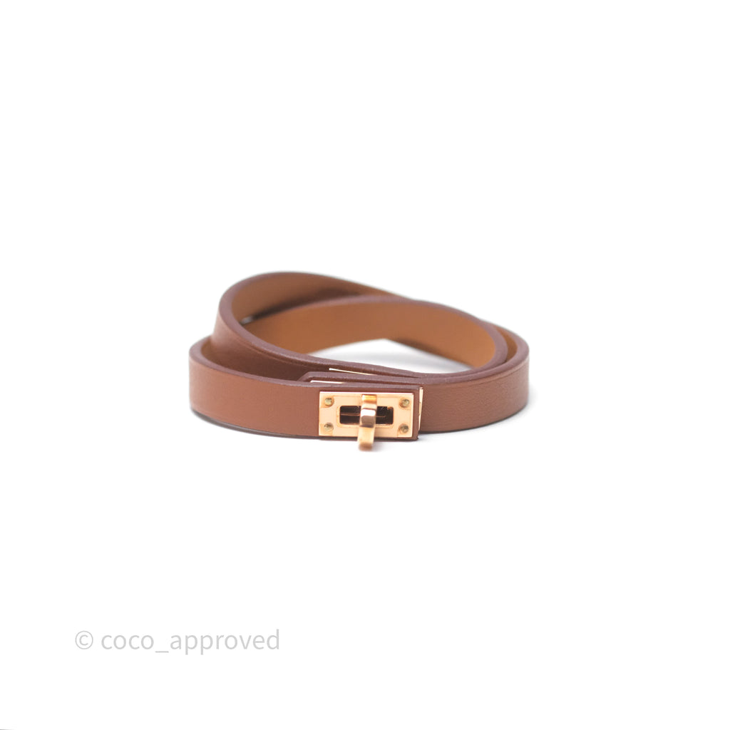 Hermès Kelly Double Tour Bracelet Gold Swift Gold Hardware