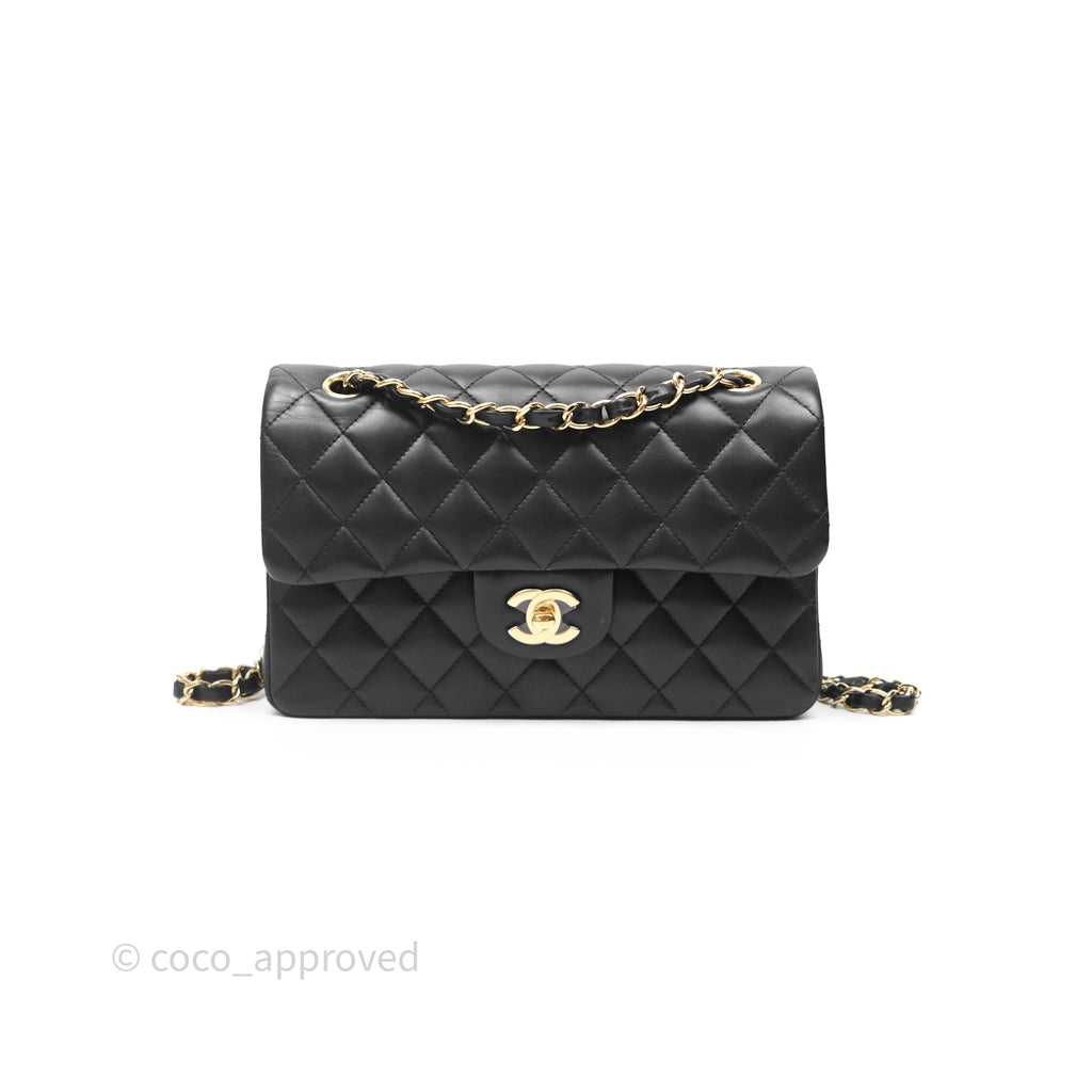 Chanel Small Classic Flap Quilted Black Lambskin Gold Hardware