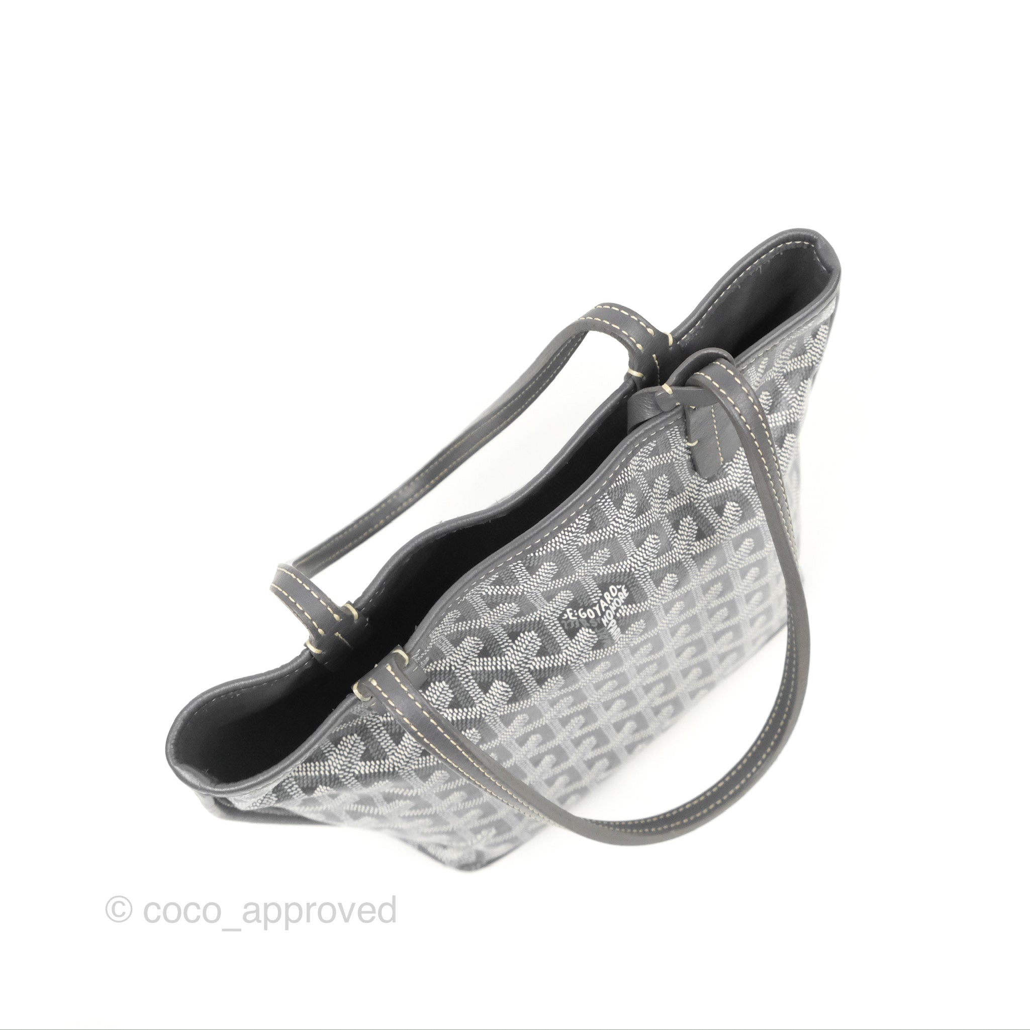 Goyard Goyardine Black Anjou Mini Reversible Tote Bag Silver Hardware