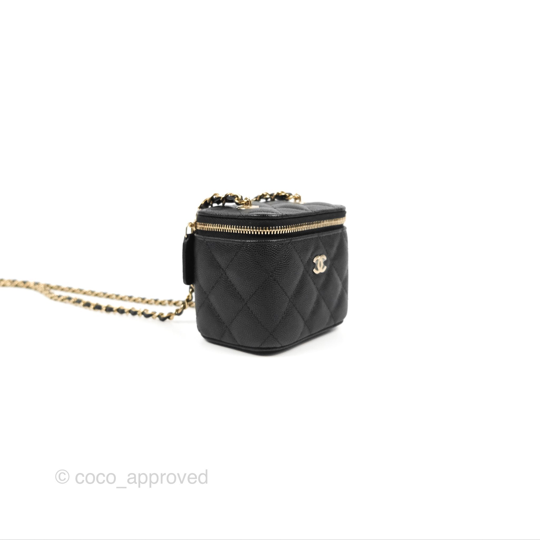 Chanel Quilted Mini O case Black Caviar Gold Hardware – Coco Approved Studio