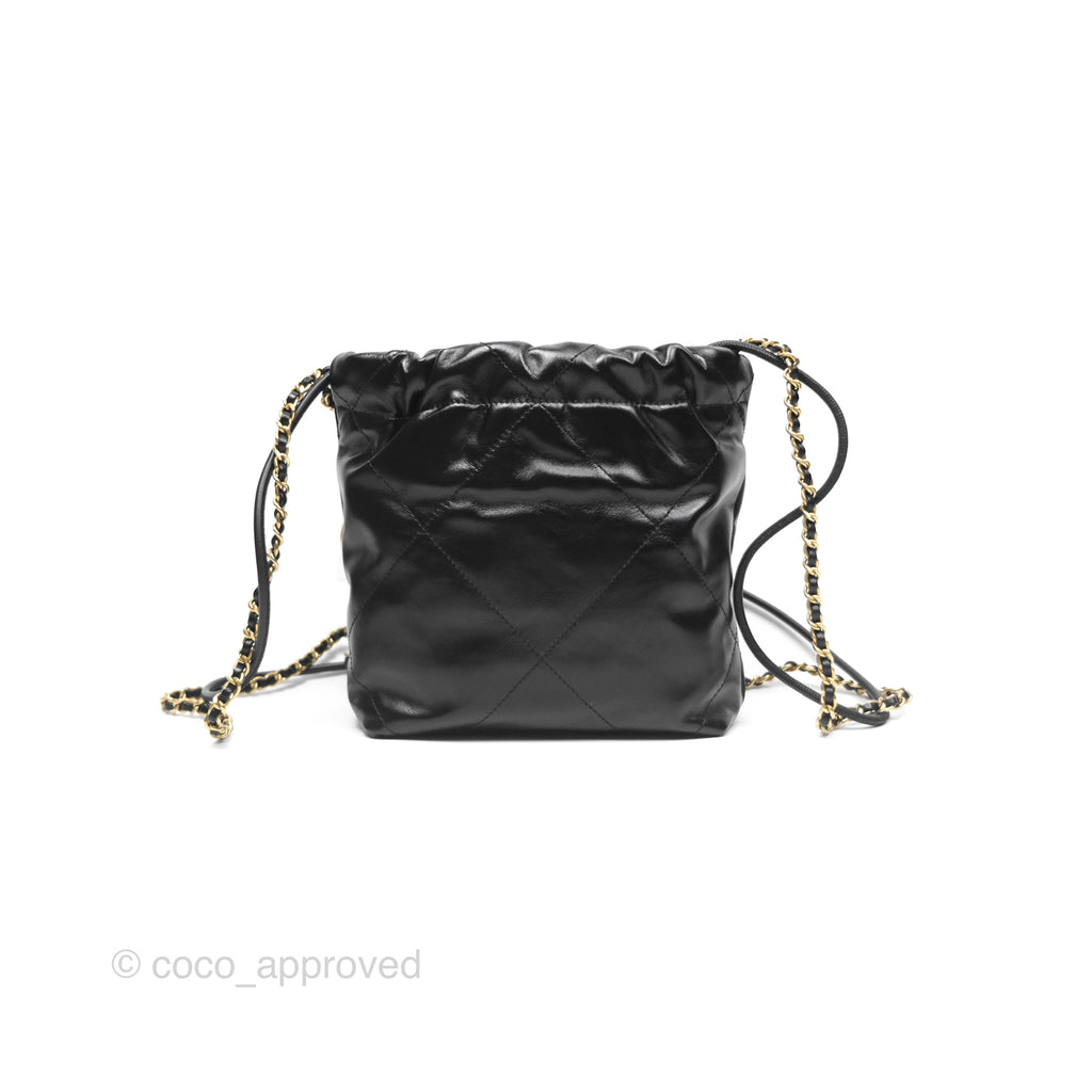 Chanel 22 Mini Bag Black Crumpled Calfskin