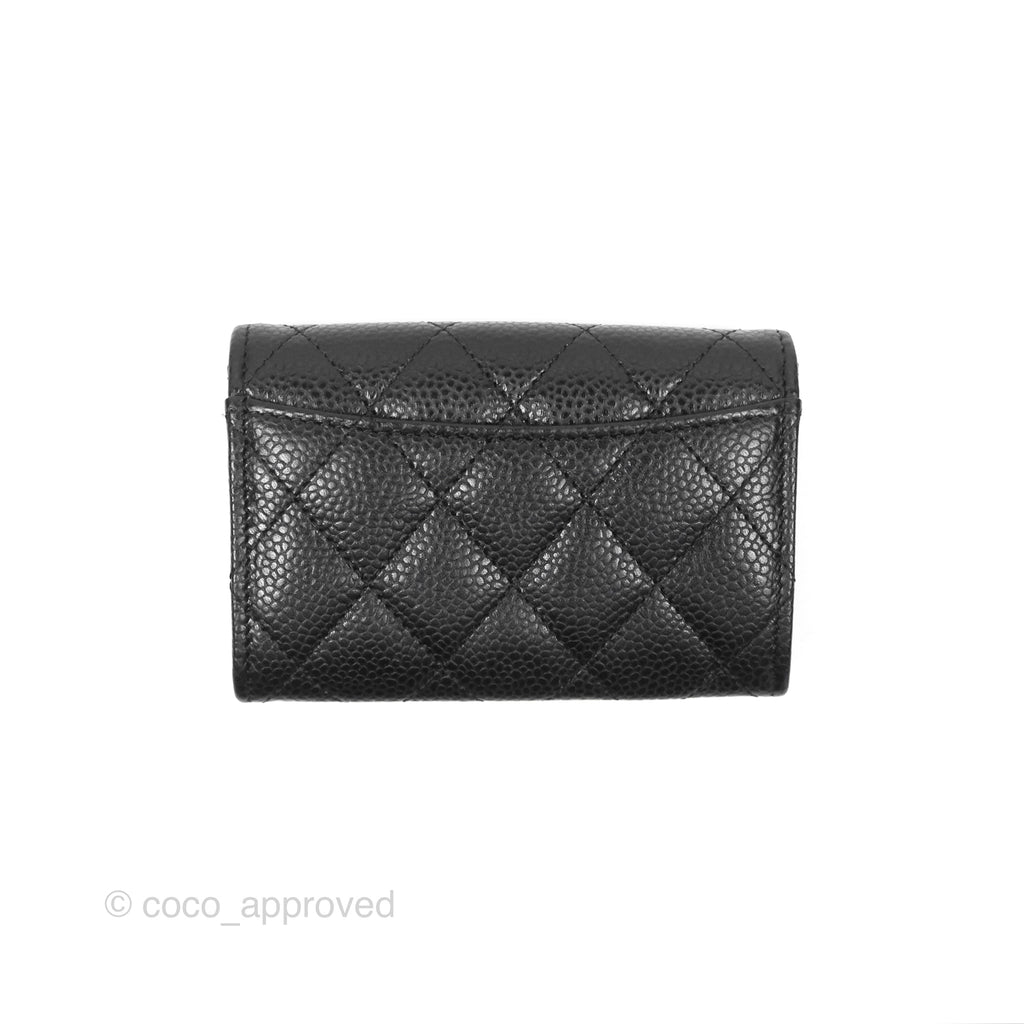 Chanel Quilted Flap Card Holder Caviar Black Gold Hardware