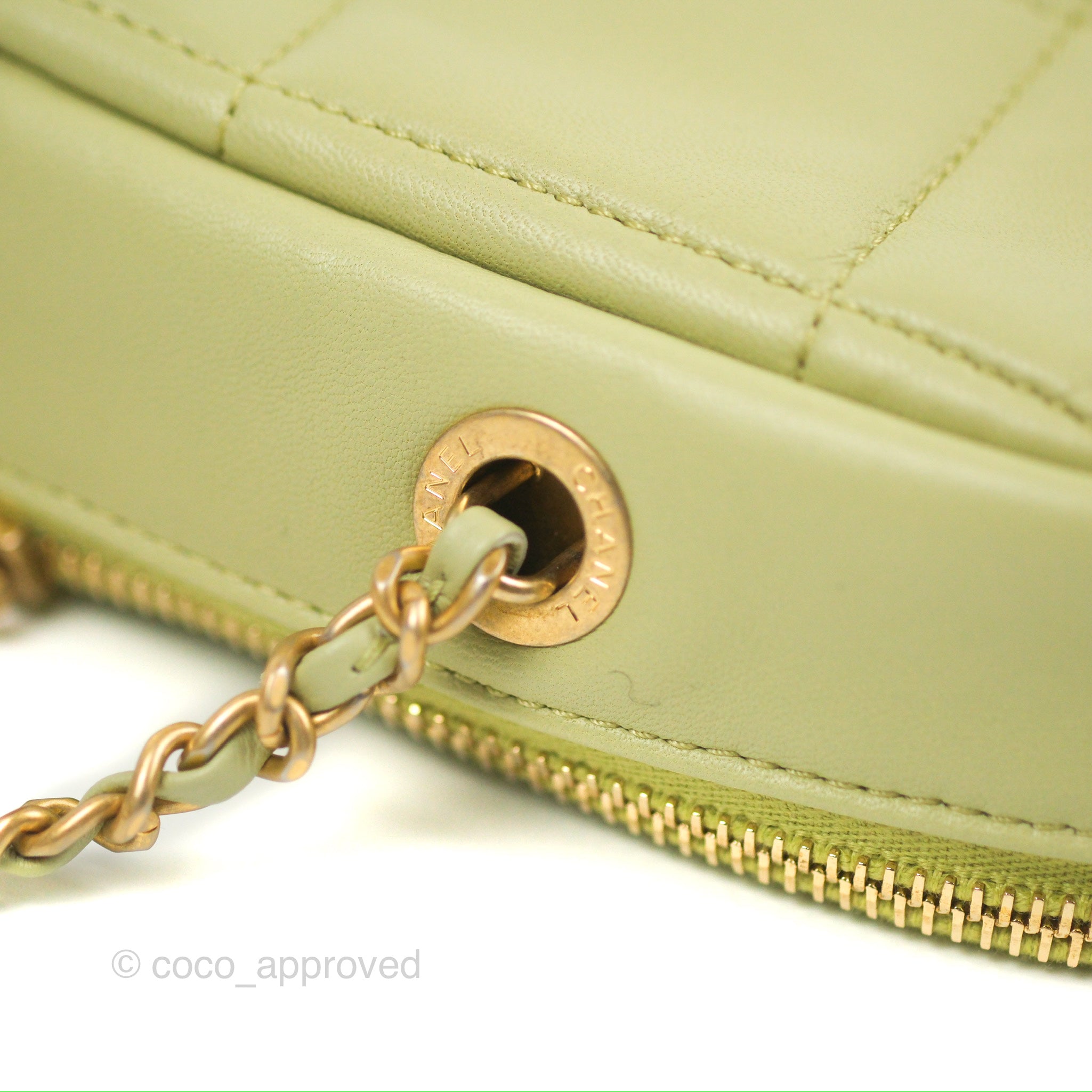 Chanel Runway Lambskin small crossbody bag lime green matte gold hardware