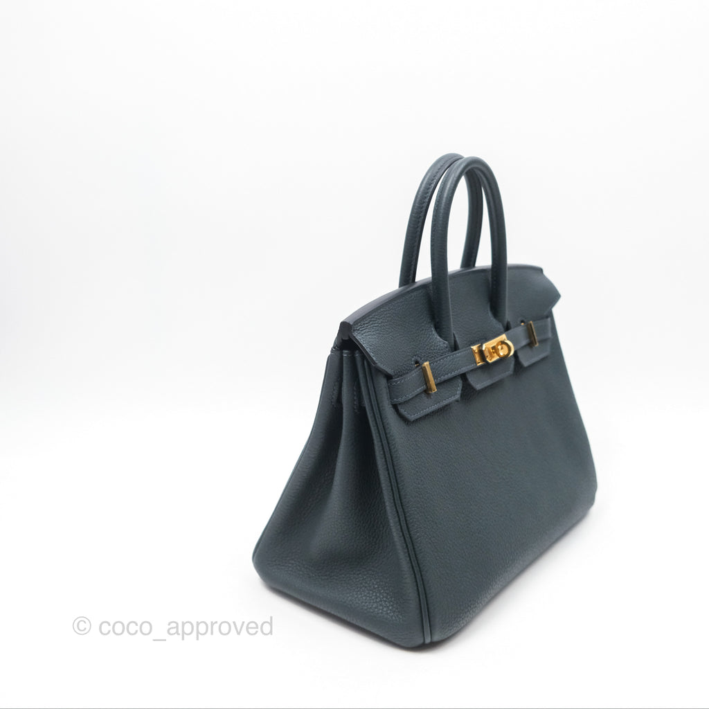 Hermès Birkin 25 Retourne Vert Rousseau V0 Togo Gold Hardware