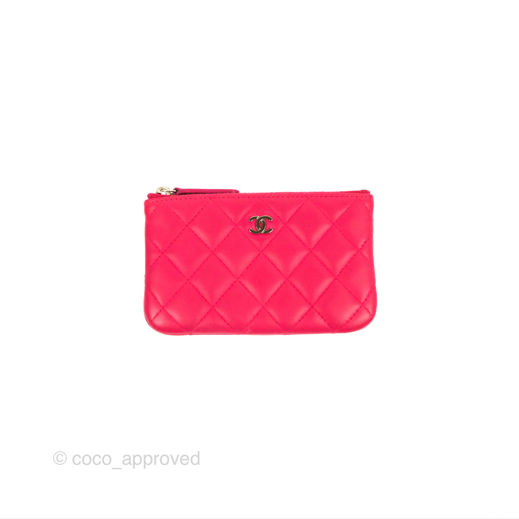 Chanel Quilted Mini O Case Pink Lambskin Silver Hardware