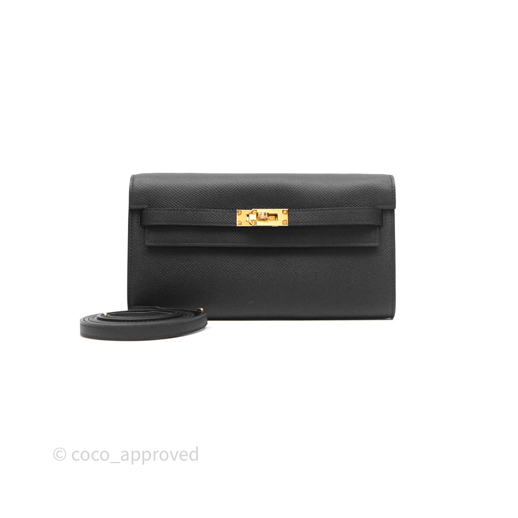 Hermès Kelly To Go Wallet Noir 89 Epsom Gold Hardware