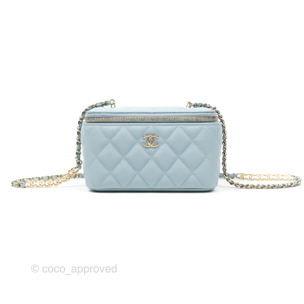 Chanel Vanity with CC Chain Light Blue Caviar Gold Hardware