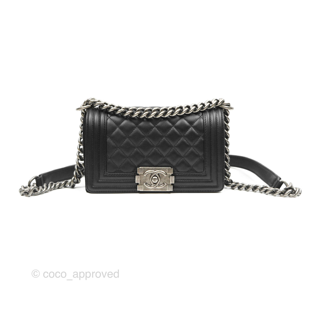 Chanel Small Boy Quilted Black Calfskin Ruthenium Hardware