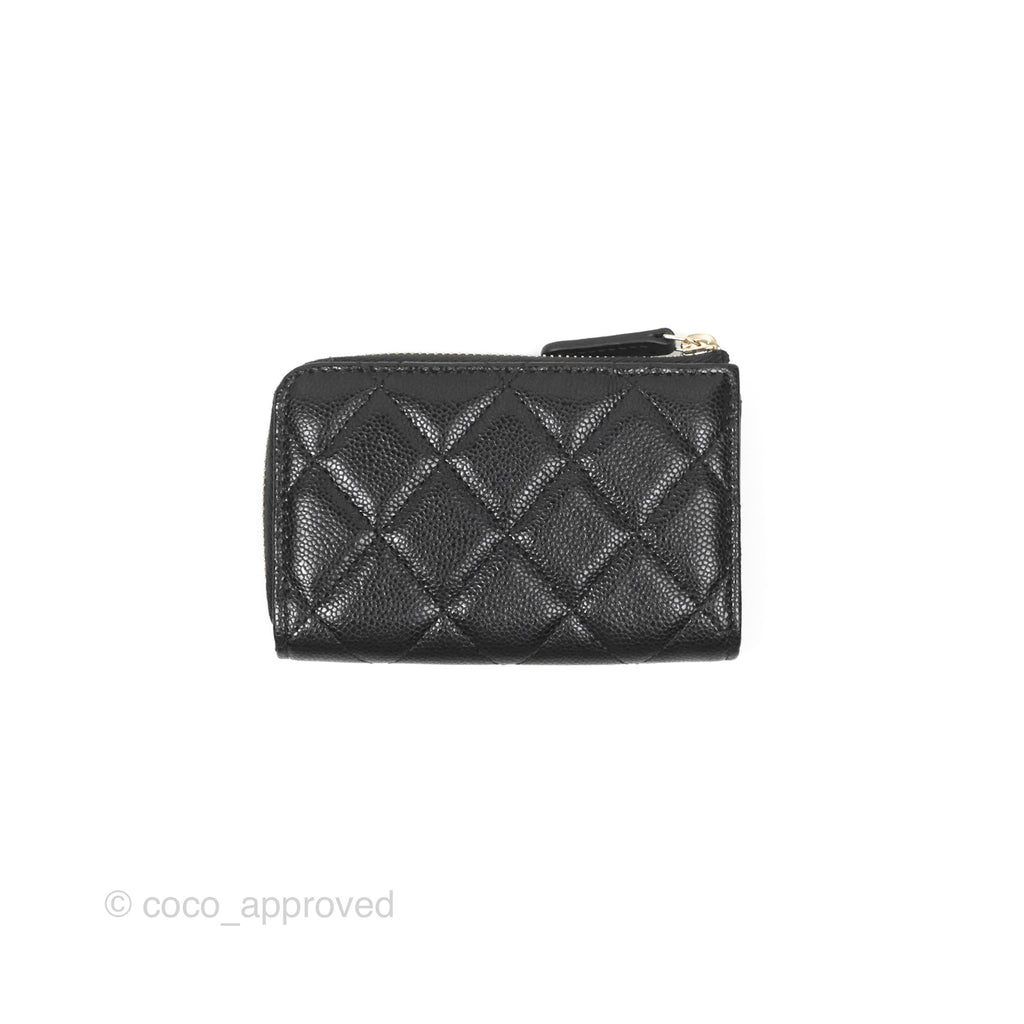 Chanel Classic Quilted Key holder Black Caviar Gold Hardware