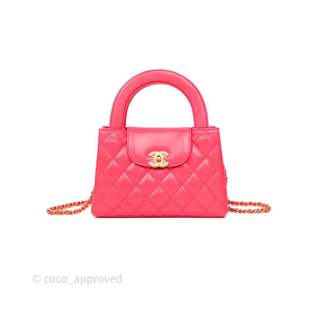 Chanel Kelly Bag Pink Shiny Calfskin Aged Gold Hardware