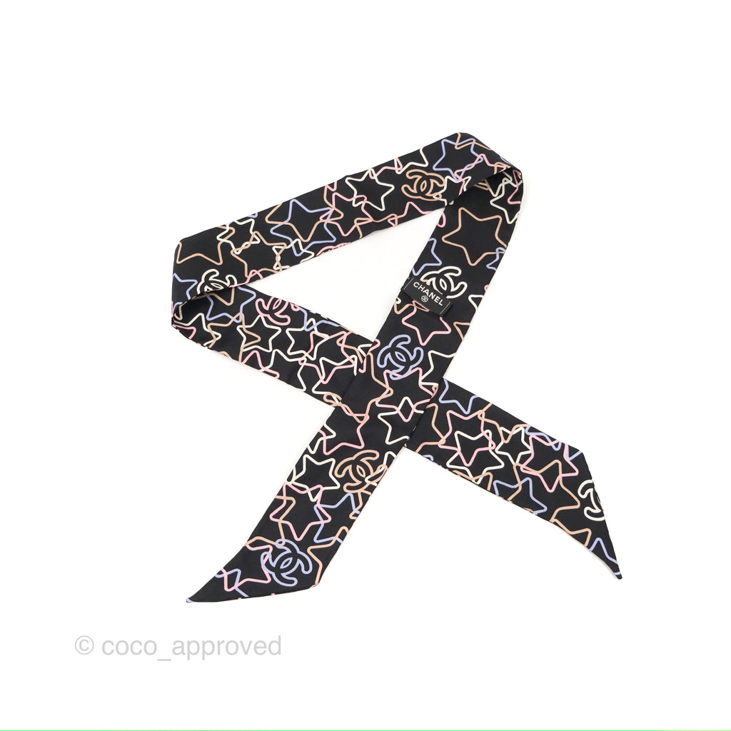 Chanel Star CC Silk Twilly Black