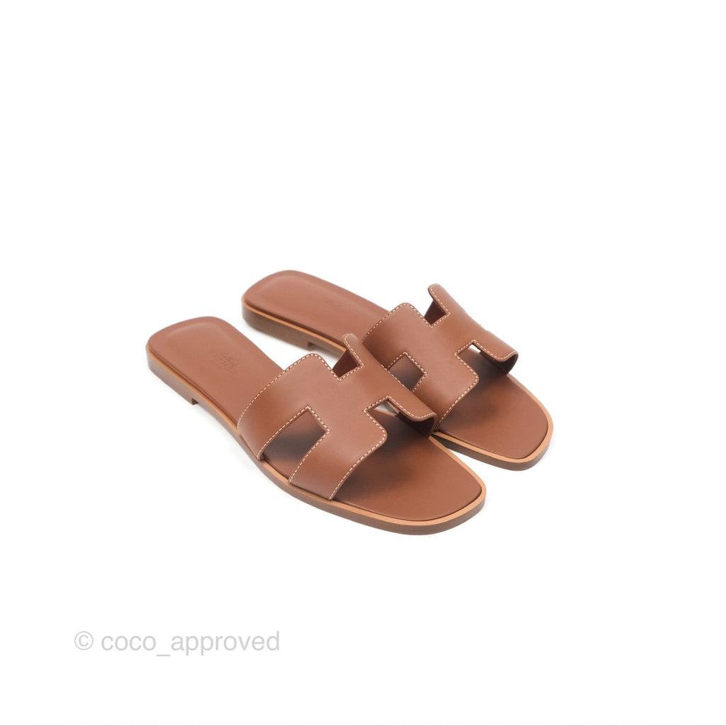 Hermès Oran Sandals Gold Swift Size 36.5