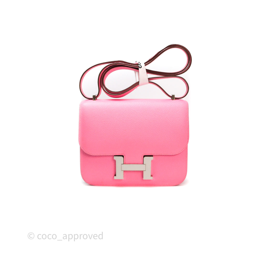 Hermès Constance Mini 18cm Rose d'ete Epsom Palladium Hardware