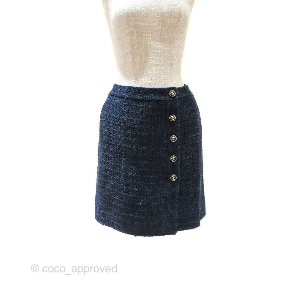 Chanel Tweed Skirt Navy Size 36